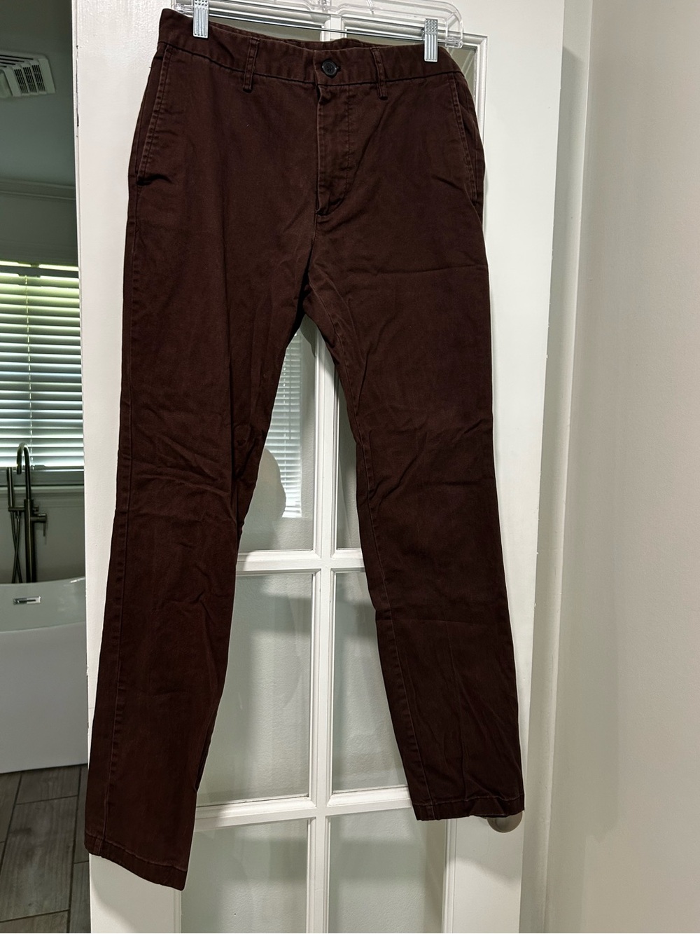 Men's Old Navt Brown Chino Pants - Classic Straight Fit Slim Built in Flex 31x32